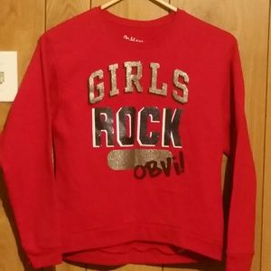Red "Girls rock, obvi' sweatshirt